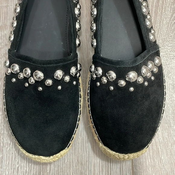 NWOT B Brian Atwood Studded Eli Black Suede Leather Espadrille Flats 8.5 - Picture 6 of 14